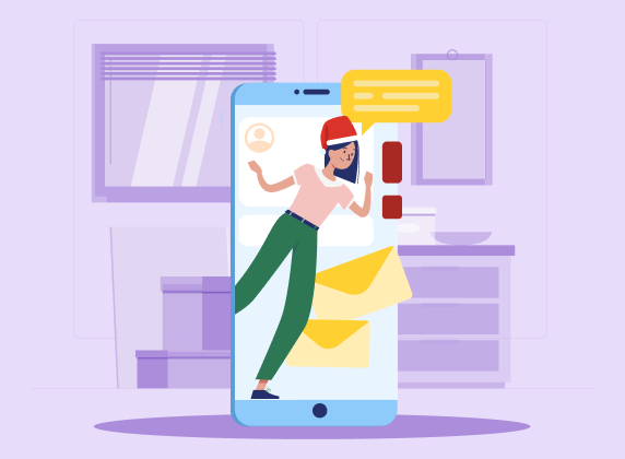 Иллюстрация женщины и телефона